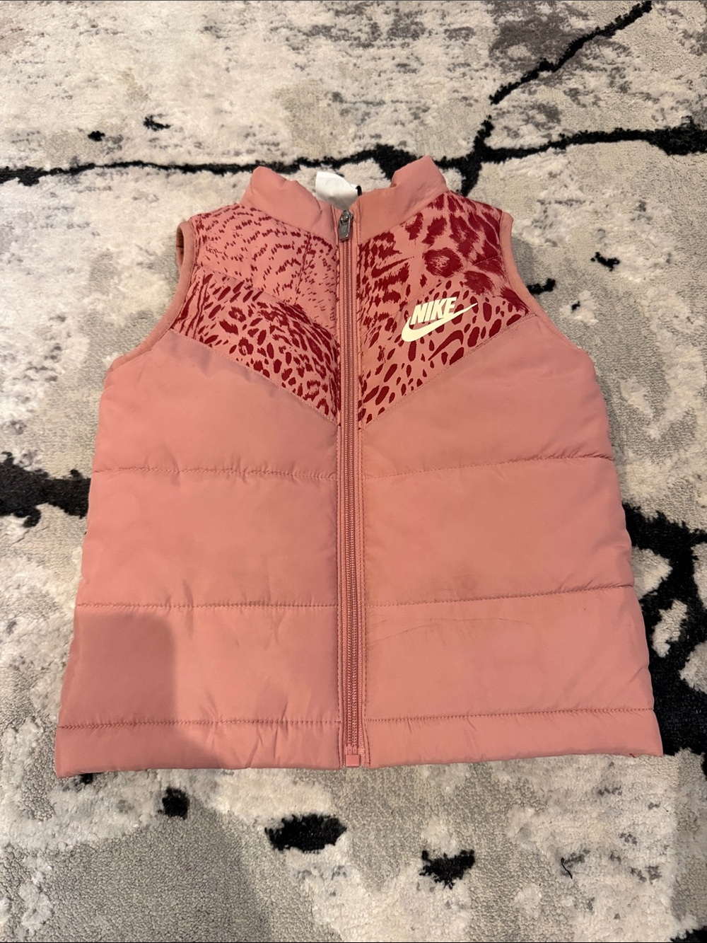 Nike Pink Girls' Puffer Vest with Animal-Print size 3T